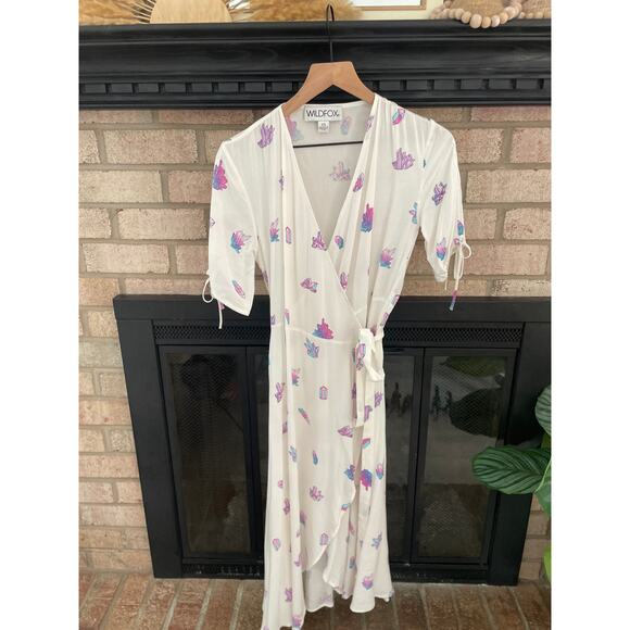 Wildfox Crystal Wrap Maxi Dress XS White Hippie Boho Festival - Picture 4 of 15